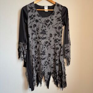 Spirit Halloween Zombie Costume Dress Adult Small/Medium Grey Black Walking Dead